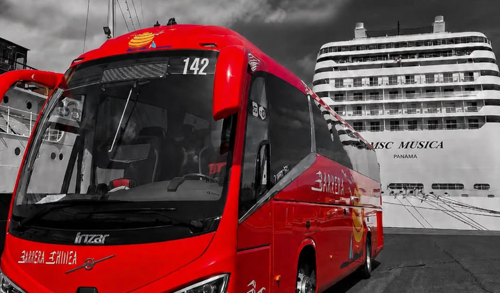 Imagen autobus en zona portuaria