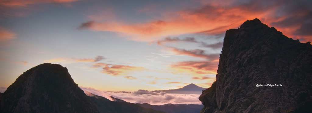 Cielo al atardecer visto desde las montañas de Tenerife.