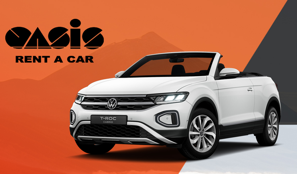 Volkswagen T-Roc descapotable de Oasis Rent a Car en Tenerife.
