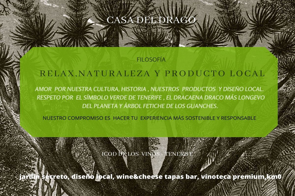 Casa del Drago en Icod de los Vinos, filosofía de relax, naturaleza y producto local.