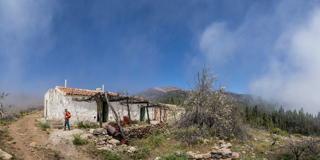 Casa de campo tradicional rodeada de naturaleza en un sendero de Tenerife.